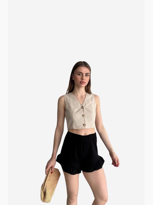Shorts a gamba larga a vita alta con volant my fashion - Kiabi Shorts a gamba larga a vita alta con volant my fashion - Kiabi