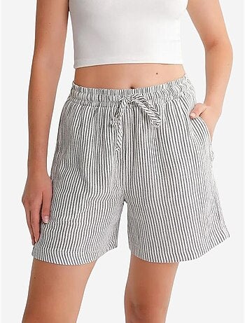 Shorts a righe a vita alta con gamba ampia mixray