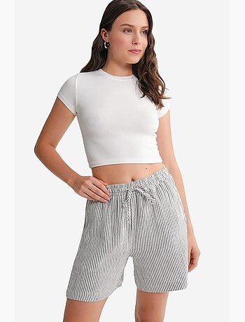 Shorts a righe a vita alta con gamba ampia mixray