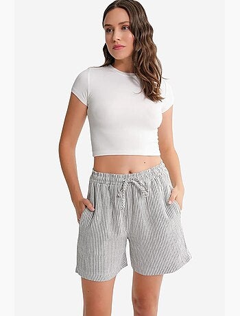 Shorts a righe a vita alta con gamba ampia mixray
