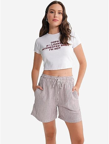 Shorts a righe a vita alta con gamba ampia mixray