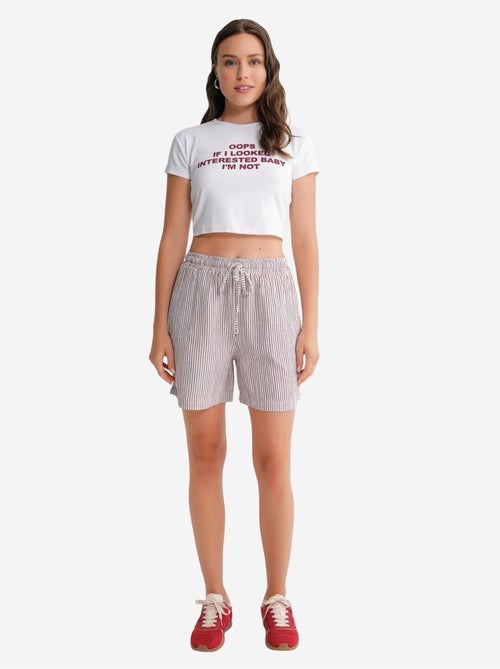 Shorts a righe a vita alta con gamba ampia mixray - Kiabi Shorts a righe a vita alta con gamba ampia mixray - Kiabi
