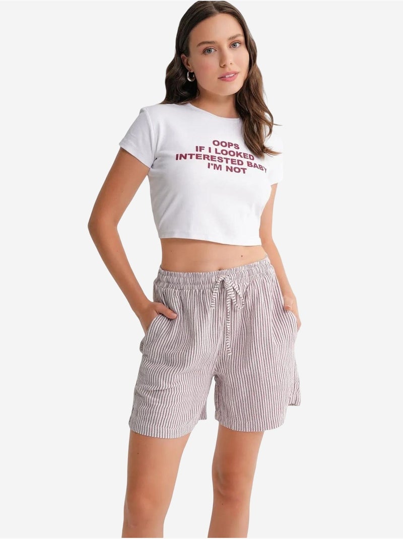 Shorts a righe a vita alta con gamba ampia mixray Rosso bordeaux - Kiabi