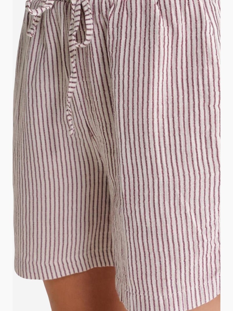 Shorts a righe a vita alta con gamba ampia mixray Rosso bordeaux - Kiabi