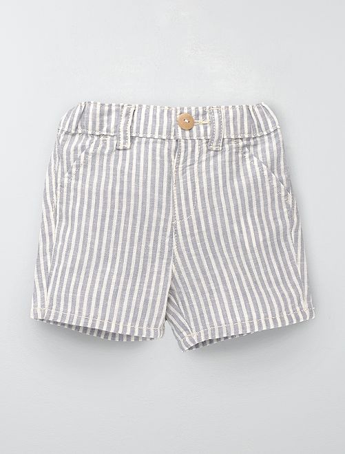 Shorts a righe in lino - a righe bianco - Kiabi - 6.00€