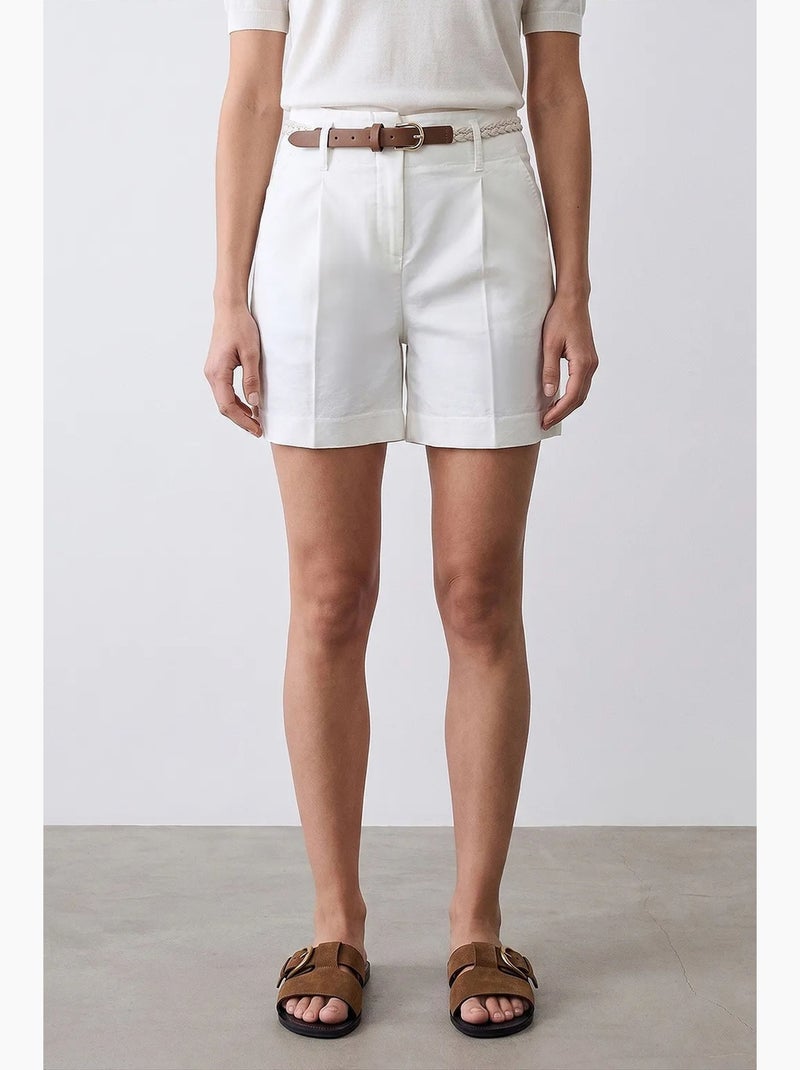 Shorts a vita alta a gamba ampia con cintura dilvin Bianco sporco - Kiabi