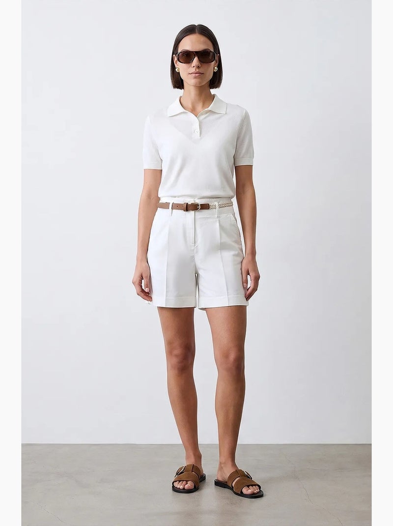 Shorts a vita alta a gamba ampia con cintura dilvin Bianco sporco - Kiabi