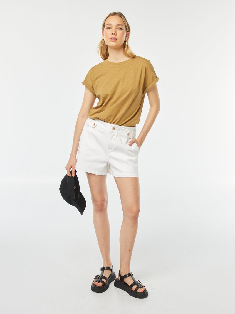 Shorts a vita alta BIANCO - Kiabi
