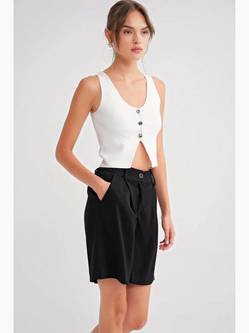 Shorts a vita alta con bottoni e tasche mixray - Kiabi Shorts a vita alta con bottoni e tasche mixray - Kiabi