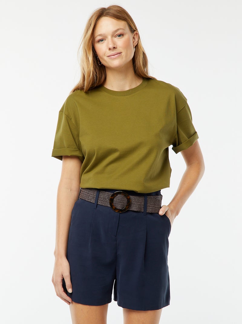 Shorts a vita alta con cintura blu - Kiabi