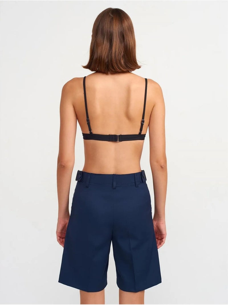 Shorts a vita alta con cintura e gamba ampia dilvin Blu marino - Kiabi