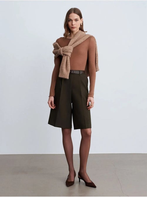 Shorts a vita alta con cintura e gamba ampia dilvin - Kiabi