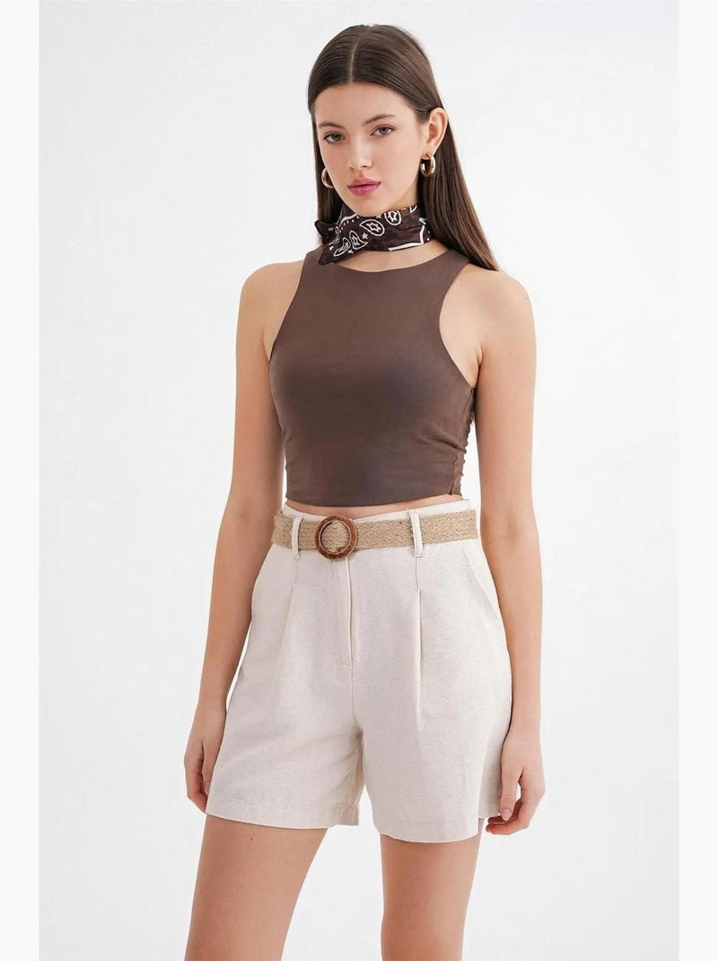 Shorts a vita alta con dettaglio cintura mixray Beige - Kiabi