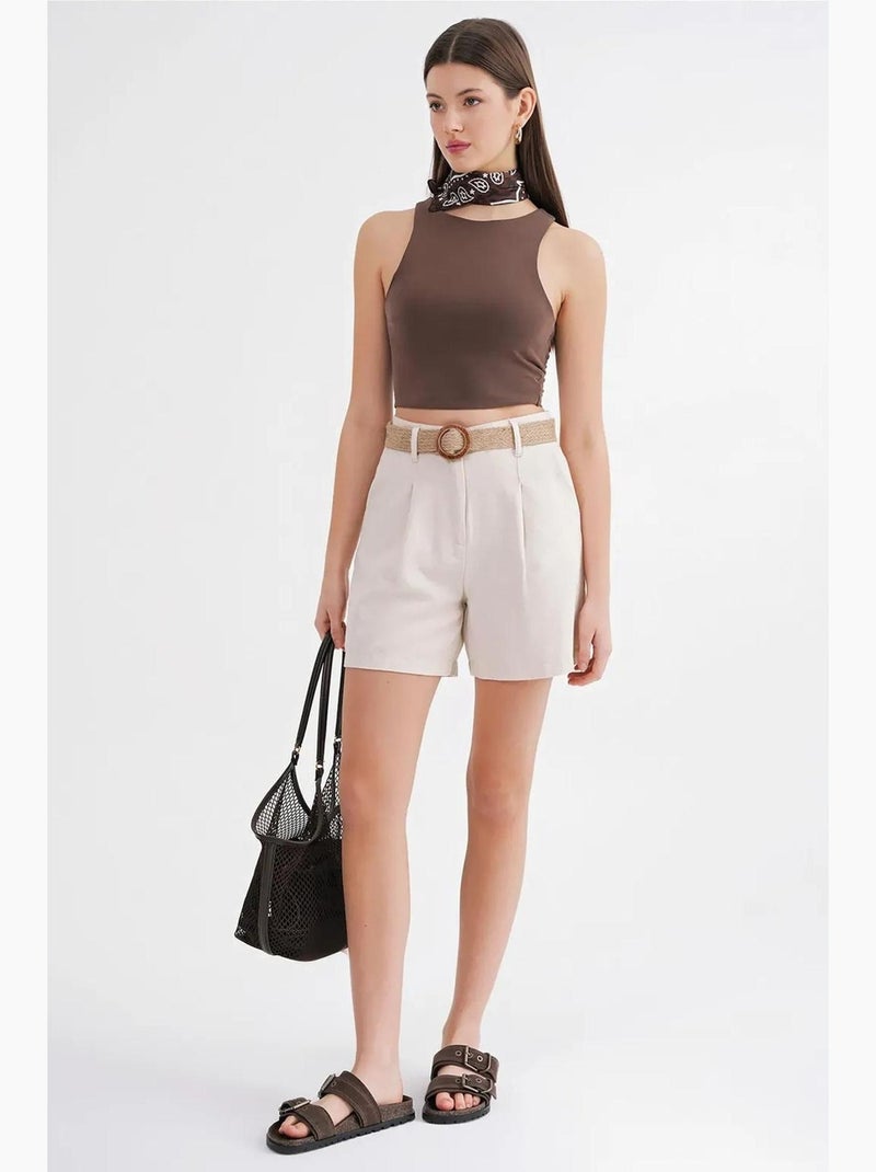 Shorts a vita alta con dettaglio cintura mixray Beige - Kiabi