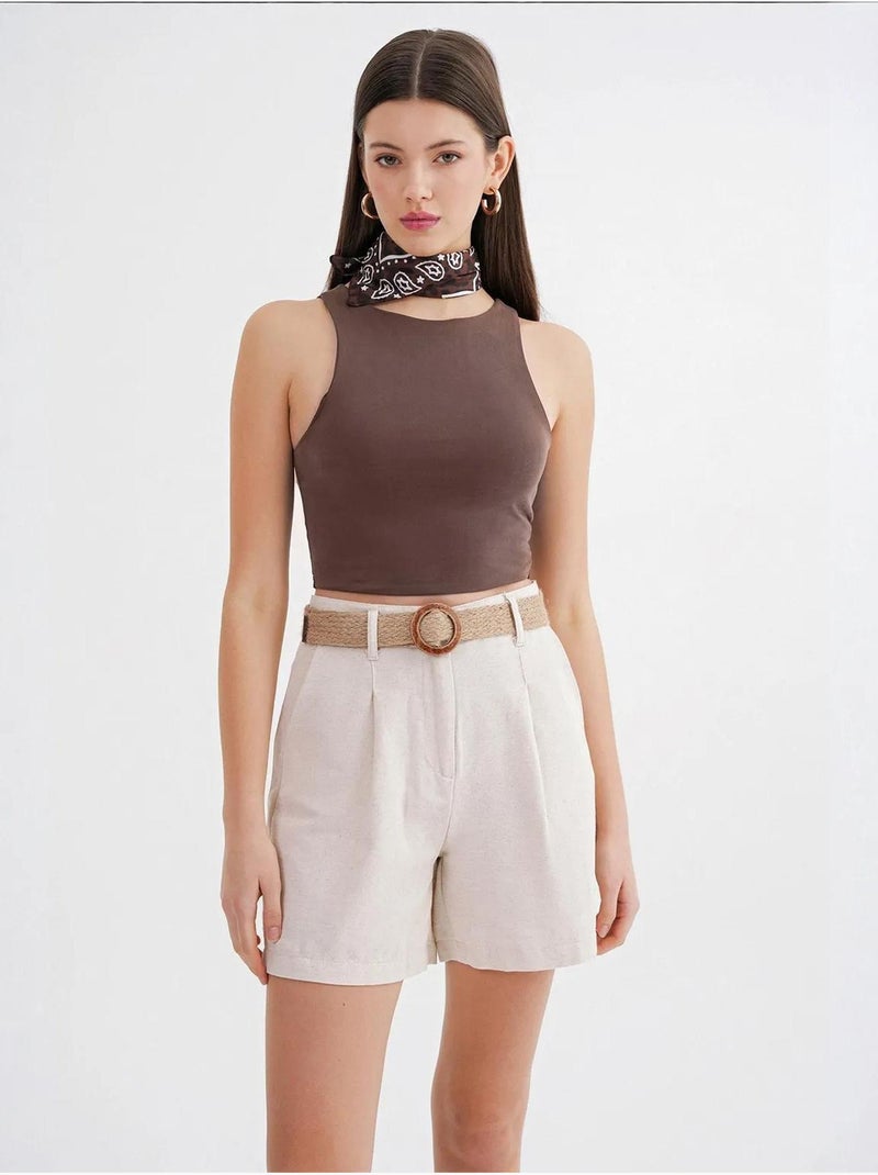 Shorts a vita alta con dettaglio cintura mixray Beige - Kiabi
