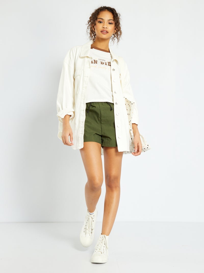 Shorts a vita alta con tasche cargo KAKI - Kiabi