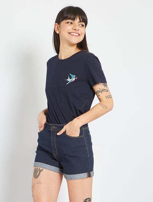 Shorts a vita alta in jeans - BLU - Kiabi - 9.00€