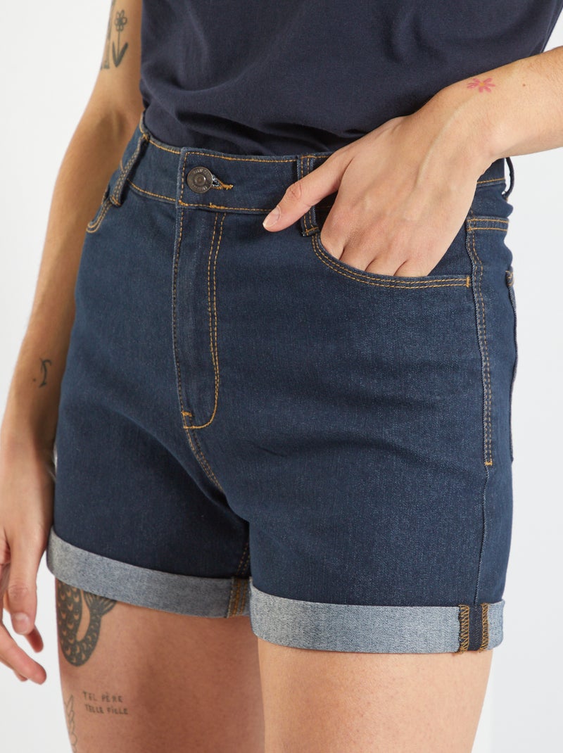 Shorts a vita alta in jeans BLU - Kiabi