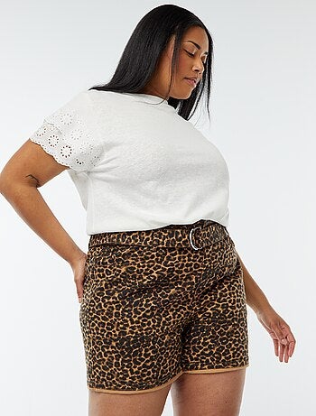 Shorts a vita alta in jeans con cintura