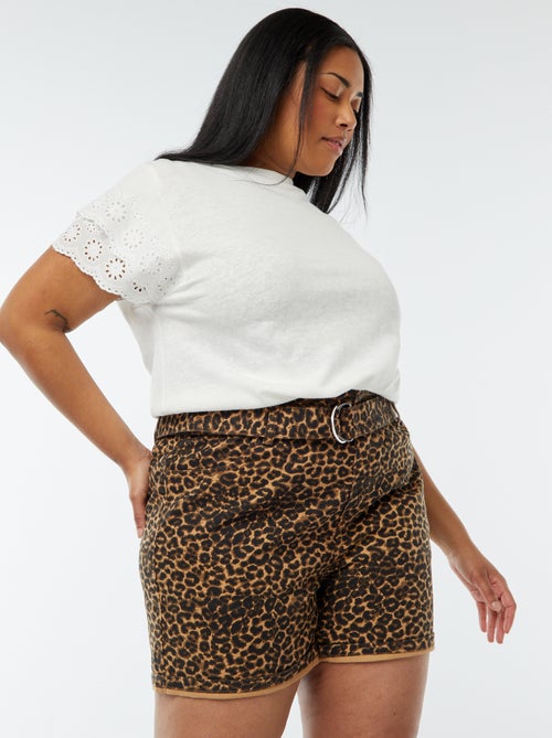Shorts a vita alta in jeans con cintura - Kiabi