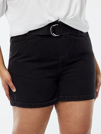 Shorts a vita alta in jeans con cintura