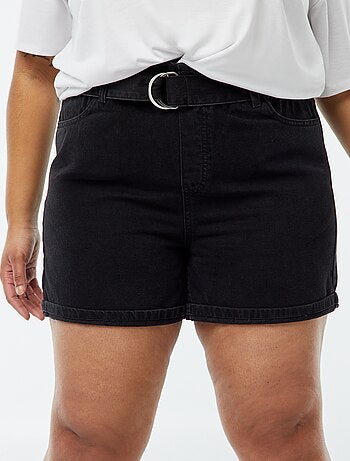Shorts a vita alta in jeans con cintura