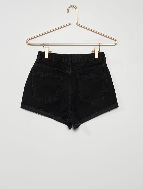 Shorts a vita alta in jeans effetto destroyed - nero - Kiabi - 12.00€
