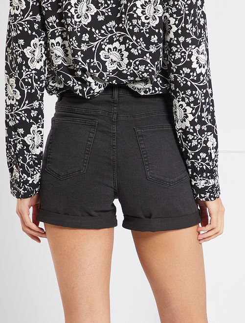 Shorts a vita alta in jeans - NERO - Kiabi - 9.00€