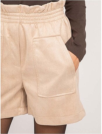 Shorts a vita alta in scamosciato con vita elasticizzata xiche
