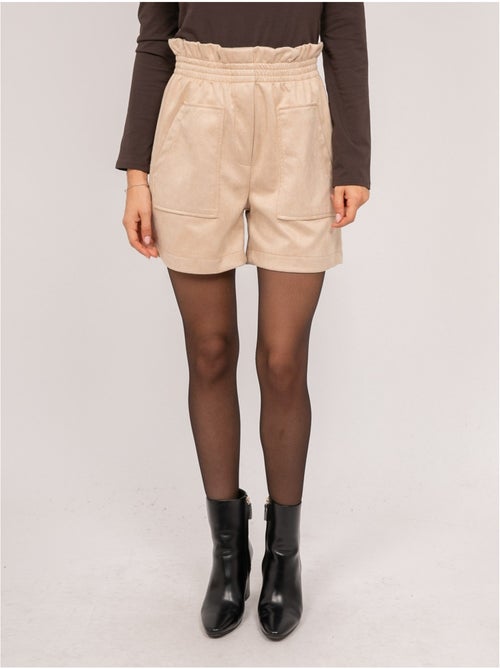 Shorts a vita alta in scamosciato con vita elasticizzata xiche - Kiabi Shorts a vita alta in scamosciato con vita elasticizzata xiche - Kiabi