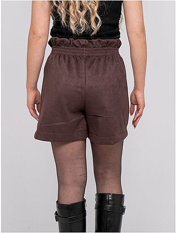 Shorts a vita alta in scamosciato con vita elasticizzata xiche