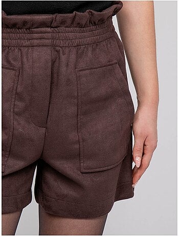 Shorts a vita alta in scamosciato con vita elasticizzata xiche