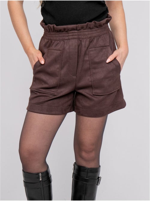 Shorts a vita alta in scamosciato con vita elasticizzata xiche - Kiabi Shorts a vita alta in scamosciato con vita elasticizzata xiche - Kiabi