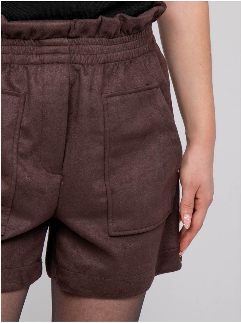 Shorts a vita alta in scamosciato con vita elasticizzata xiche Marrone - Kiabi