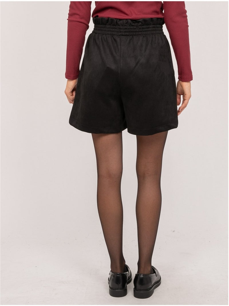 Shorts a vita alta in scamosciato con vita elasticizzata xiche Nero - Kiabi