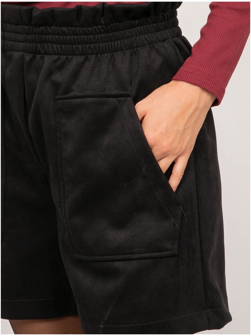 Shorts a vita alta in scamosciato con vita elasticizzata xiche Nero - Kiabi