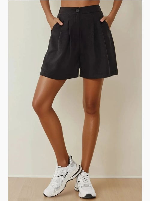 Shorts a vita alta plissettati in lyocell soft touch hiccup - Kiabi Shorts a vita alta plissettati in lyocell soft touch hiccup - Kiabi
