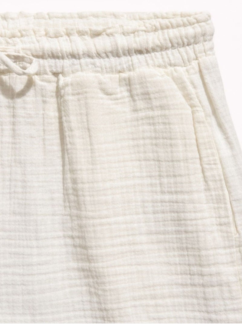 Shorts a vita alta testurizzati a gamba ampia mixray Crema - Kiabi