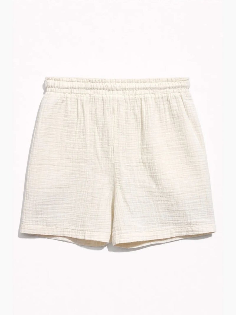 Shorts a vita alta testurizzati a gamba ampia mixray Crema - Kiabi
