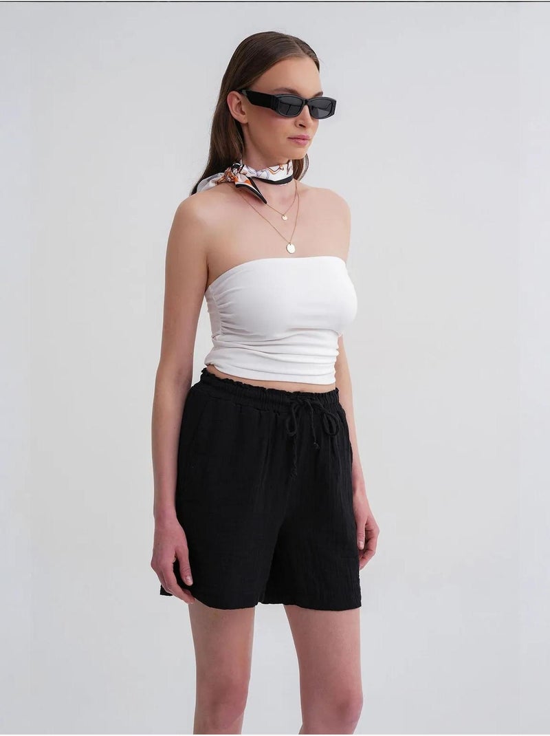 Shorts a vita alta testurizzati a gamba ampia mixray Nero - Kiabi