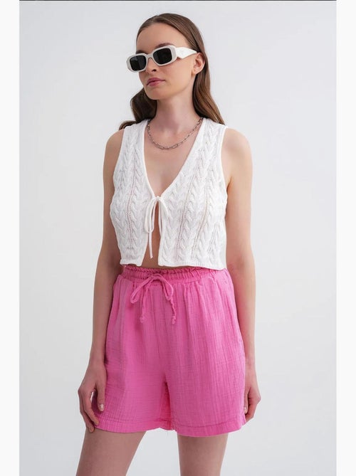 Shorts a vita alta testurizzati a gamba ampia mixray - Kiabi Shorts a vita alta testurizzati a gamba ampia mixray - Kiabi