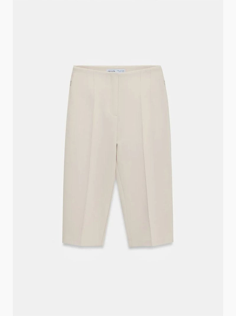 Shorts capri a vita alta dritti con spacco dilvin Crema - Kiabi