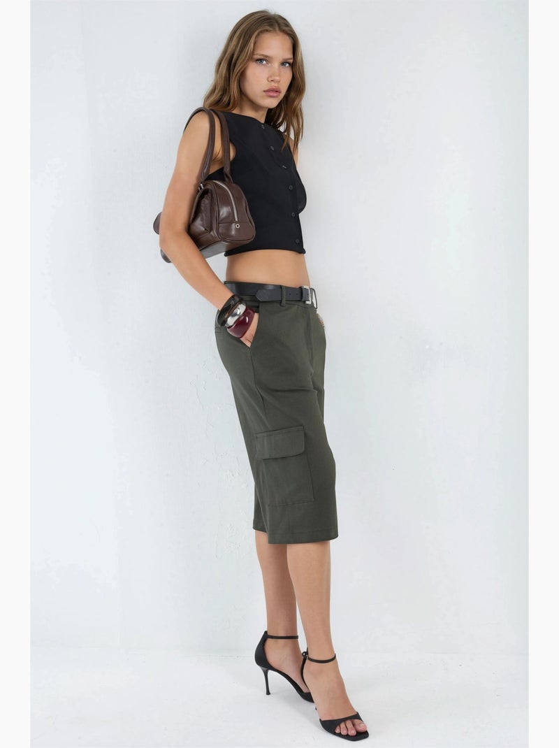 Shorts cargo a vita bassa (senza cintura) hiccup Cachi - Kiabi