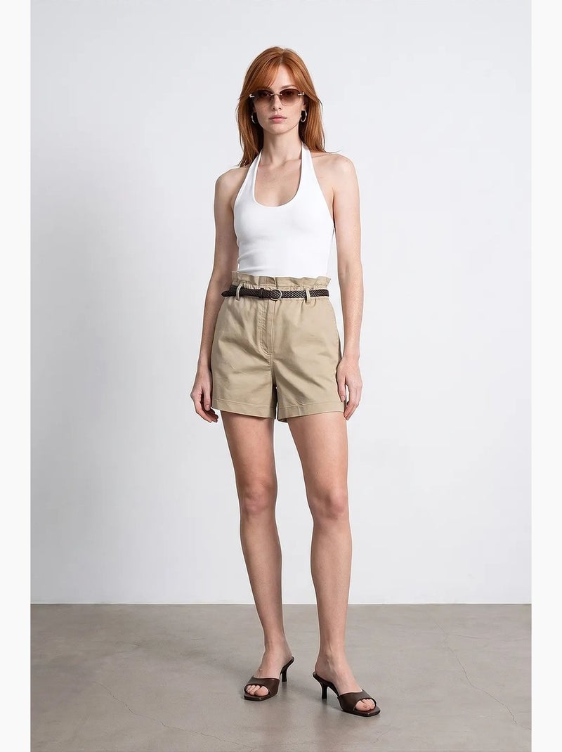 Shorts chino a vita alta con cintura dilvin Beige argilla - Kiabi