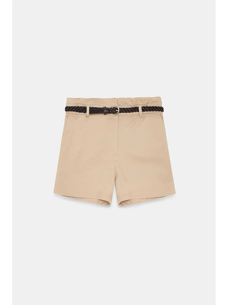 Shorts chino a vita alta con cintura dilvin Beige argilla - Kiabi