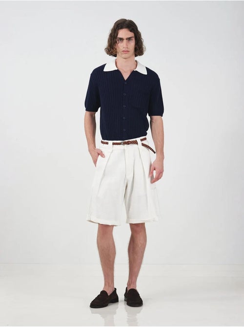 Shorts chino in cotone a vita alta a gamba ampia giesto - Kiabi