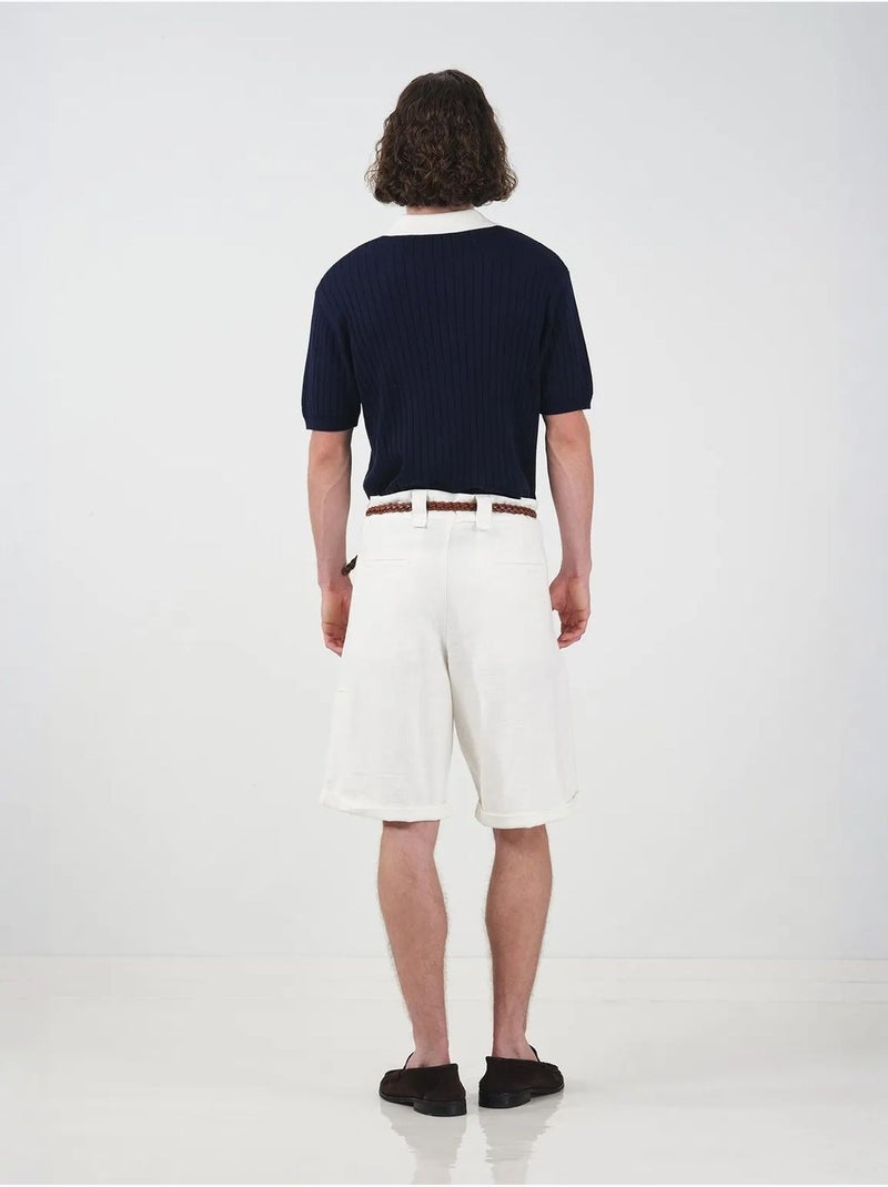 Shorts chino in cotone a vita alta a gamba ampia giesto Bianco - Kiabi