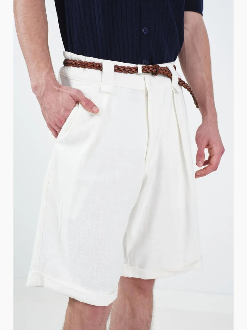 Shorts chino in cotone a vita alta a gamba ampia giesto Bianco - Kiabi