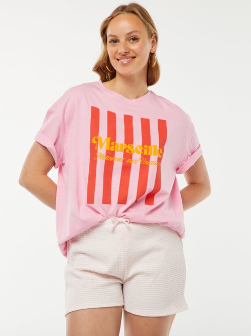 Shorts con laccetti da annodare e stampa vichy - Kiabi