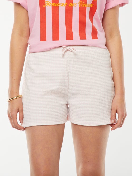 Shorts con laccetti da annodare e stampa vichy - Kiabi